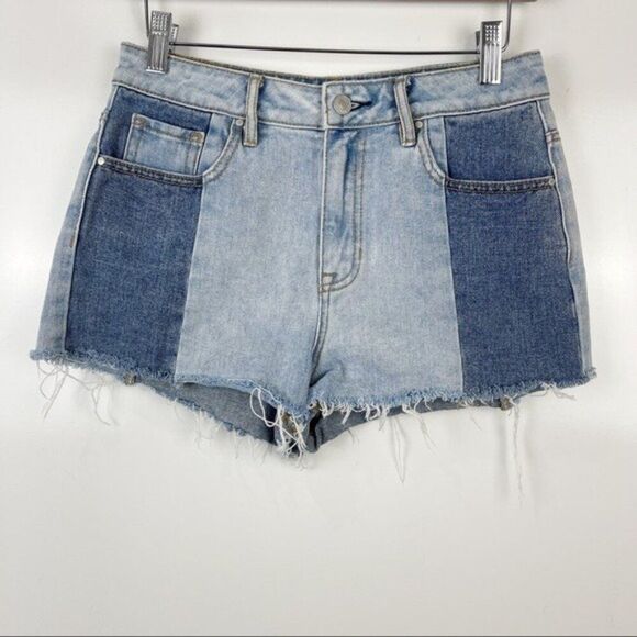 PacSun Two-Tone High Rise Cut Off Denim Shorts Women's Size 26 - Picture 1 of 8